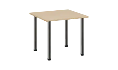 CRTR 80 jídelní stůl, kovová podnož chrom, deska 25 mm, 800x800 mm, bříza světlá